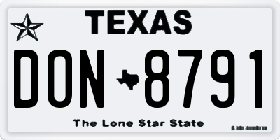 TX license plate DON8791