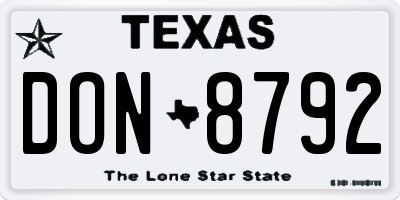 TX license plate DON8792
