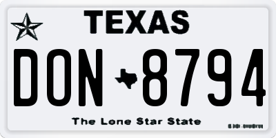 TX license plate DON8794