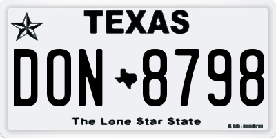 TX license plate DON8798