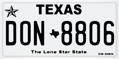 TX license plate DON8806