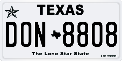 TX license plate DON8808