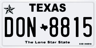 TX license plate DON8815