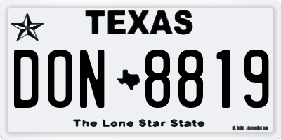TX license plate DON8819