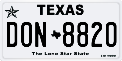 TX license plate DON8820