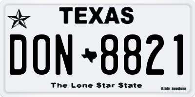TX license plate DON8821