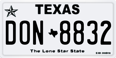 TX license plate DON8832