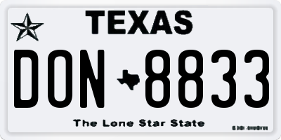 TX license plate DON8833