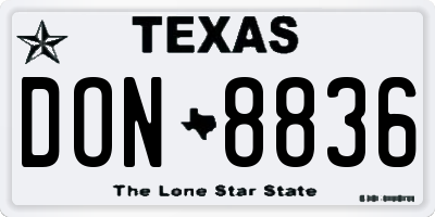 TX license plate DON8836