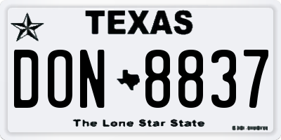 TX license plate DON8837