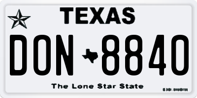 TX license plate DON8840