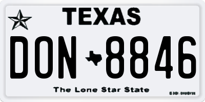 TX license plate DON8846