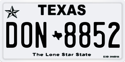 TX license plate DON8852