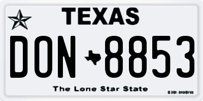 TX license plate DON8853