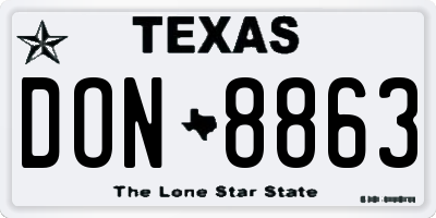 TX license plate DON8863