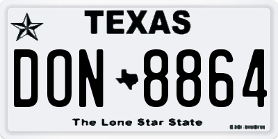 TX license plate DON8864