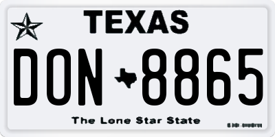 TX license plate DON8865