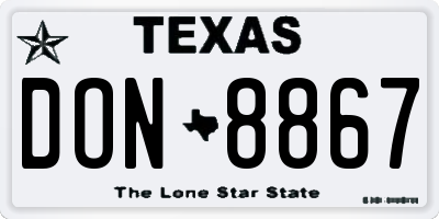 TX license plate DON8867