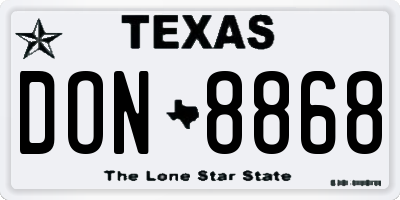 TX license plate DON8868