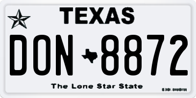 TX license plate DON8872