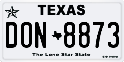 TX license plate DON8873