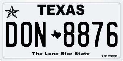 TX license plate DON8876