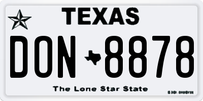 TX license plate DON8878