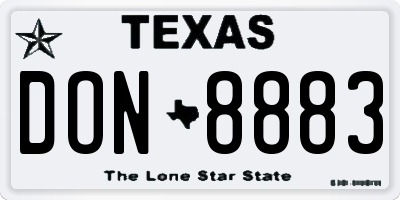 TX license plate DON8883