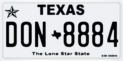 TX license plate DON8884