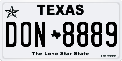 TX license plate DON8889