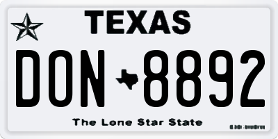 TX license plate DON8892