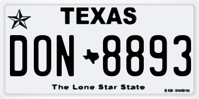 TX license plate DON8893