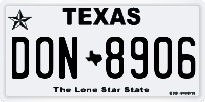 TX license plate DON8906