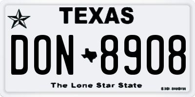 TX license plate DON8908