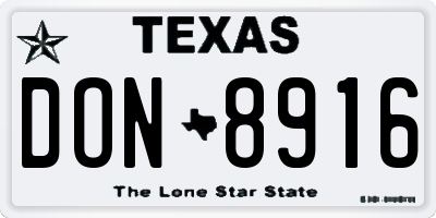 TX license plate DON8916