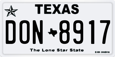 TX license plate DON8917