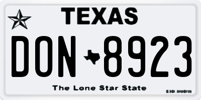 TX license plate DON8923