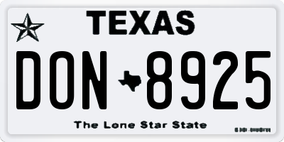 TX license plate DON8925