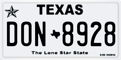 TX license plate DON8928