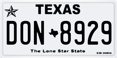 TX license plate DON8929
