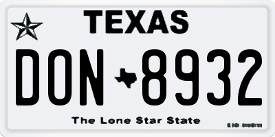 TX license plate DON8932