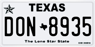 TX license plate DON8935