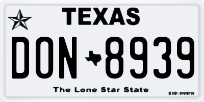 TX license plate DON8939