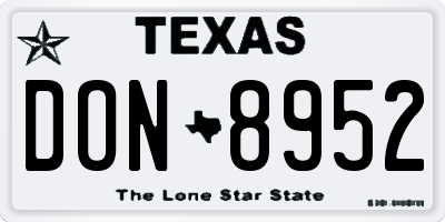 TX license plate DON8952