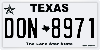 TX license plate DON8971