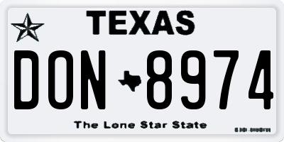 TX license plate DON8974