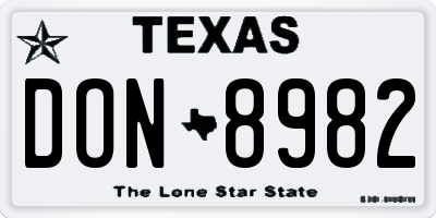 TX license plate DON8982