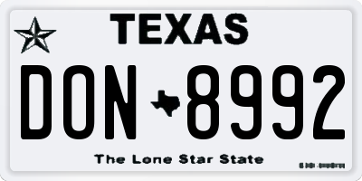 TX license plate DON8992
