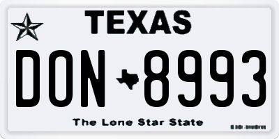 TX license plate DON8993