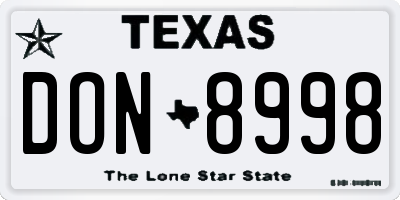 TX license plate DON8998
